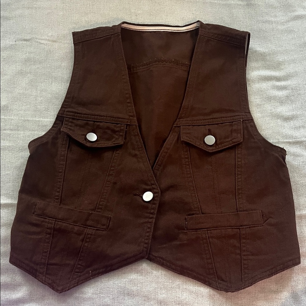 Brown Denim Vest
